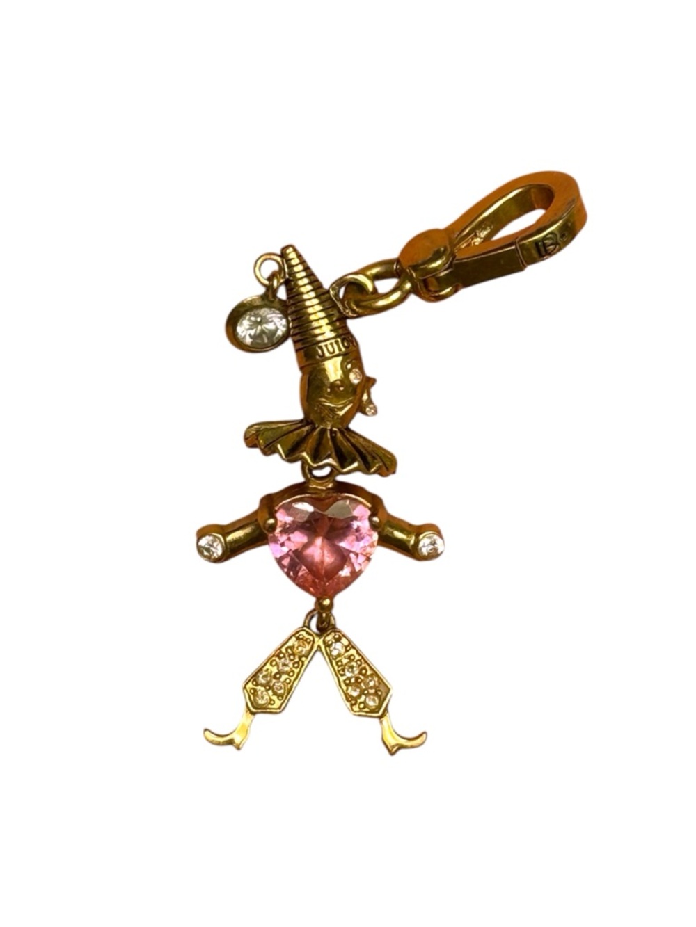 Juicy Couture Clown Charm Pink Crystal Chain Purse Bracelet Circus Bling Chunky